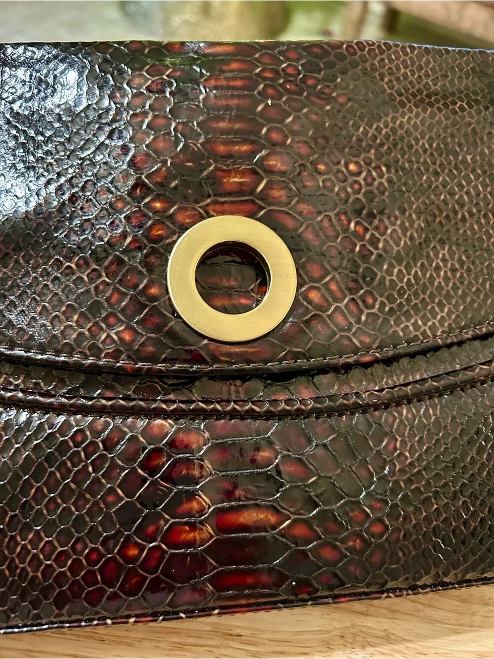 Adrienne Vittadini Signature Croc-Embossed Flap Clutch Purse